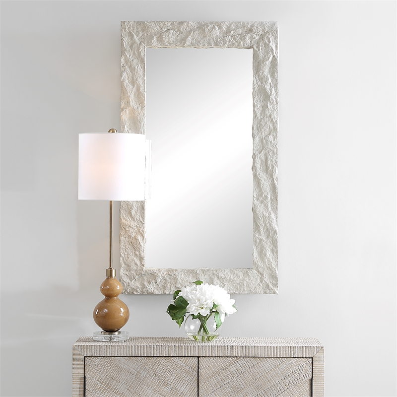 Uttermost Quarry Rectangle Stone Veneer Mirror in Ivory