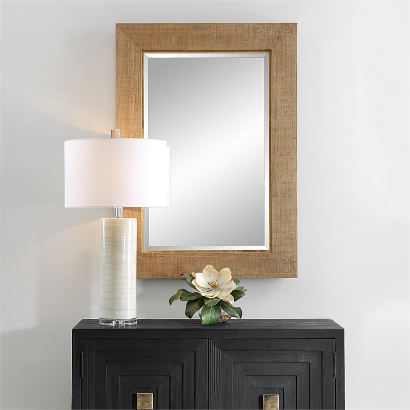 Uttermost Bungalow Grass Cloth Mirror in Natural