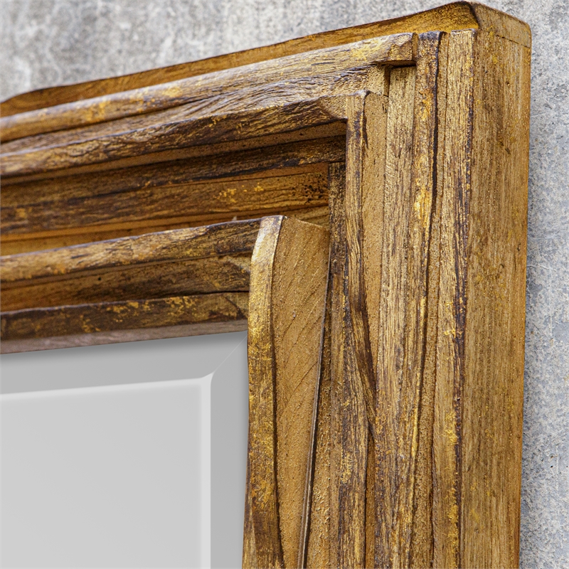 Uttermost Overlap Teak Wood Mirror