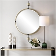 Uttermost Guardrail Round Mirror in Antique Brass