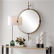 Uttermost Guardrail Round Mirror in Antique Brass