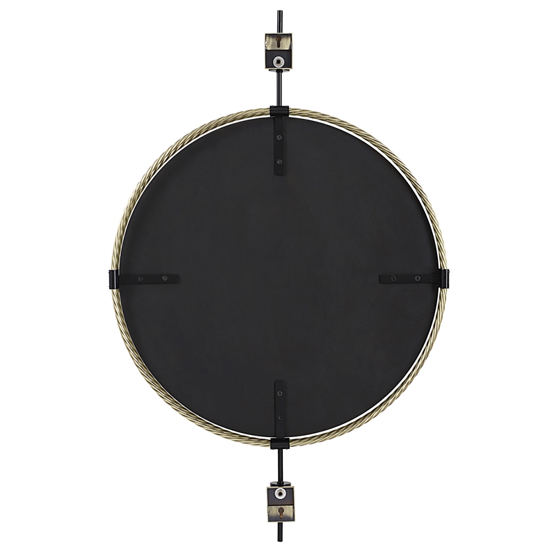 Uttermost Guardrail Round Mirror in Antique Brass