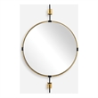 Uttermost Guardrail Round Mirror in Antique Brass