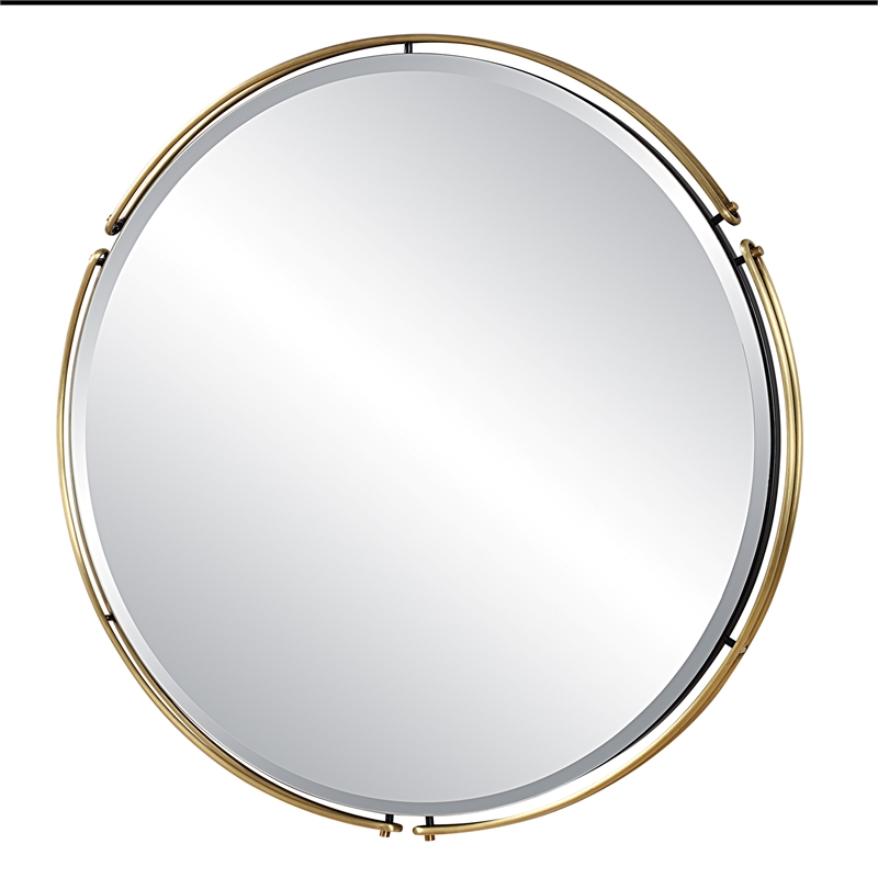 Uttermost Wesley Round Mirror in Antique Brass