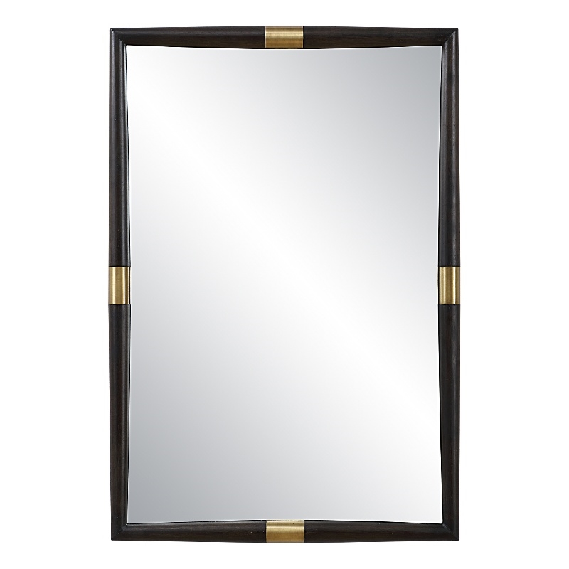 Uttermost Larkin Dark Wood & Antique Brass Mirror