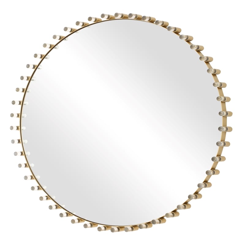 Uttermost Avelyne Round Mirror in Antique Brass