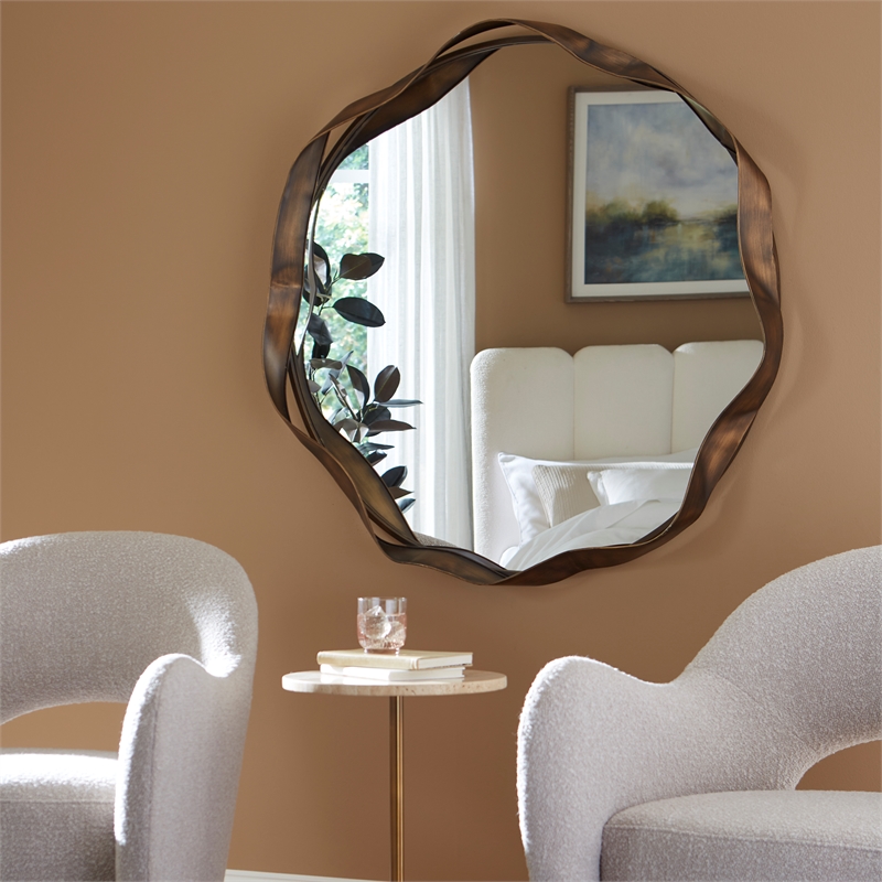 Uttermost Catch The Wave Round Mirror in Bronze
