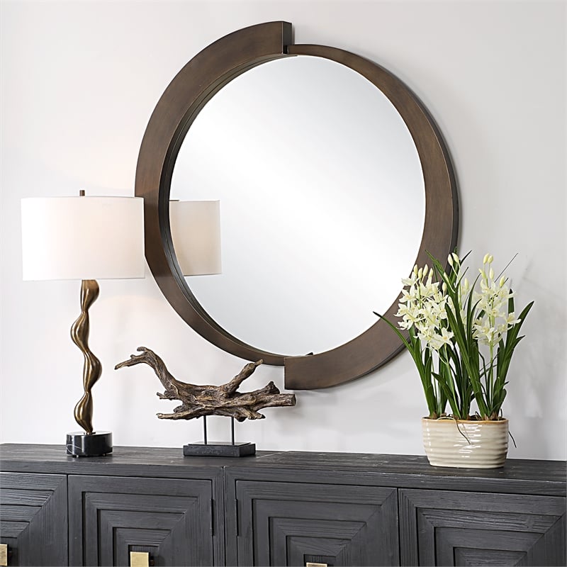 Uttermost Reverse Round Mirror in Bronze
