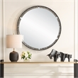Uttermost Crystalline Round Mirror in Black