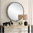 Uttermost Crystalline Round Mirror in Black
