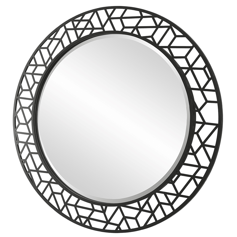 Uttermost Mosaic Metal Round Mirror in Black
