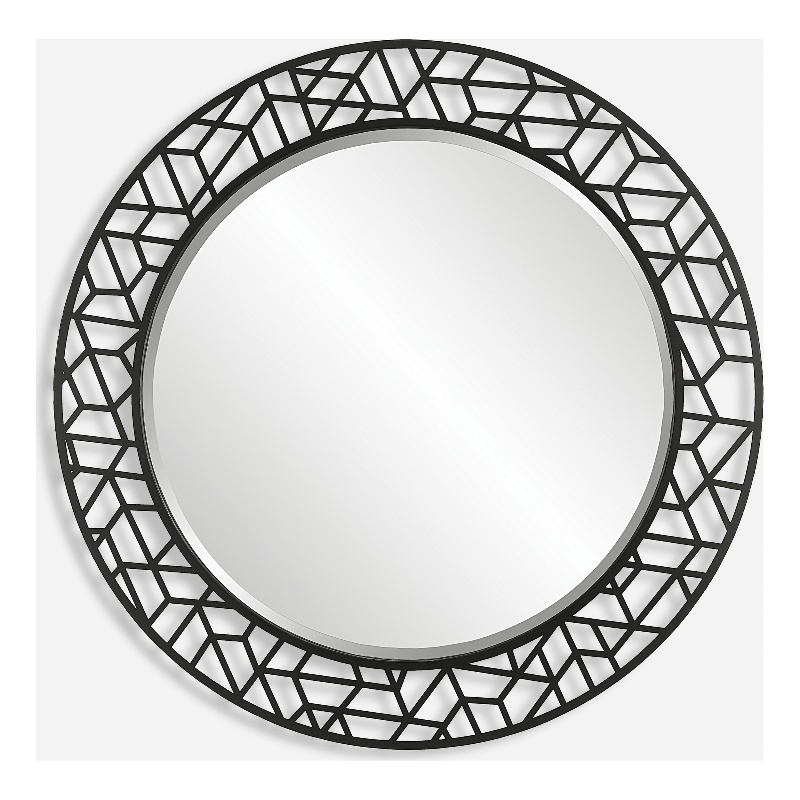 Uttermost Mosaic Metal Round Mirror in Black