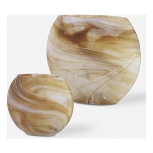 Uttermost Fusion Swirled Caramel & Ivory Vases Set of 2