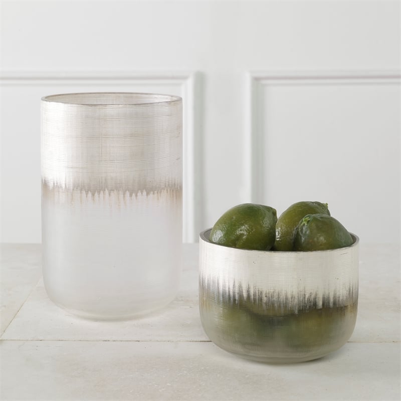 Uttermost Frost Silver Drip Glass Vases Set of 2