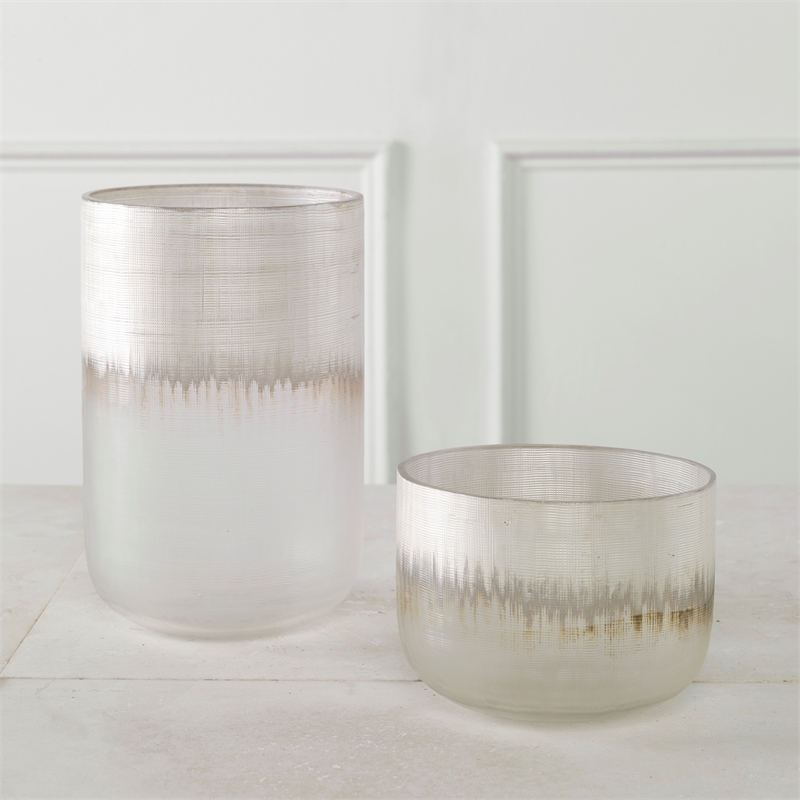 Uttermost Frost Silver Drip Glass Vases Set of 2