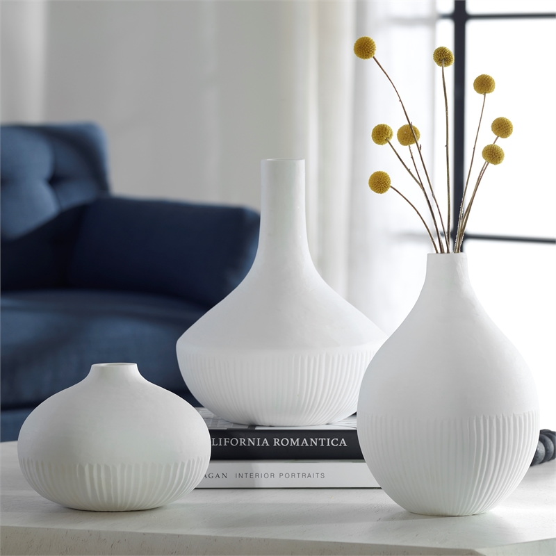 Uttermost Apothecary Satin White Vases Set of 3
