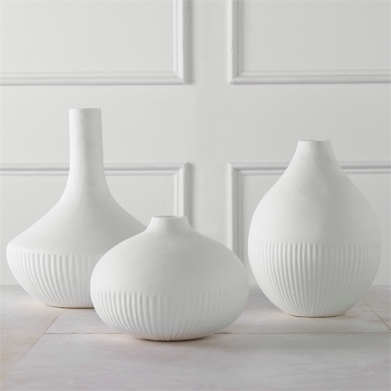Uttermost Apothecary Satin White Vases Set of 3