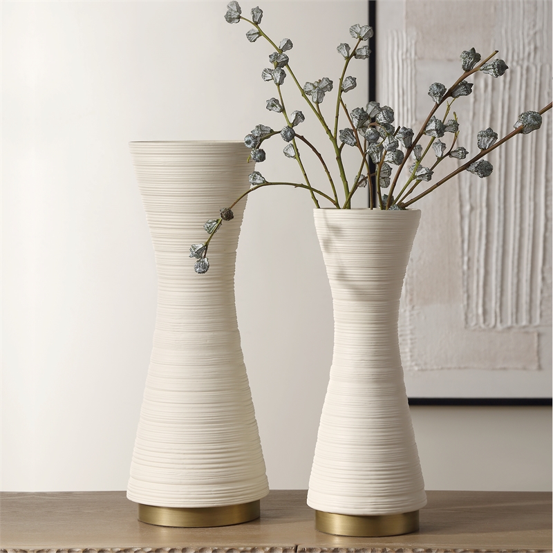 Uttermost Ridgeline White Vases Set of 2