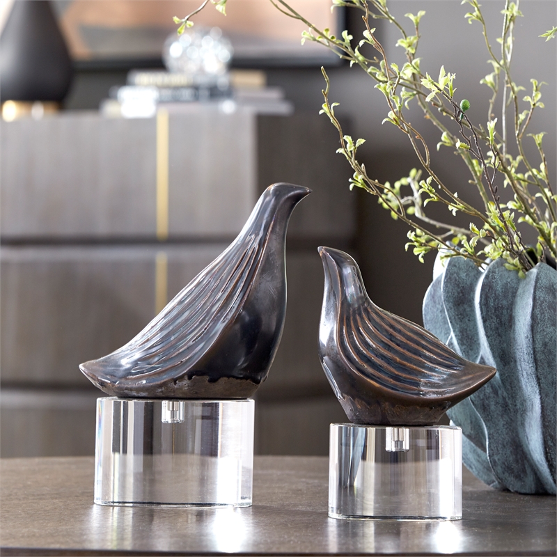 Uttermost Nesting Bird Gray Sculptures Set of 2