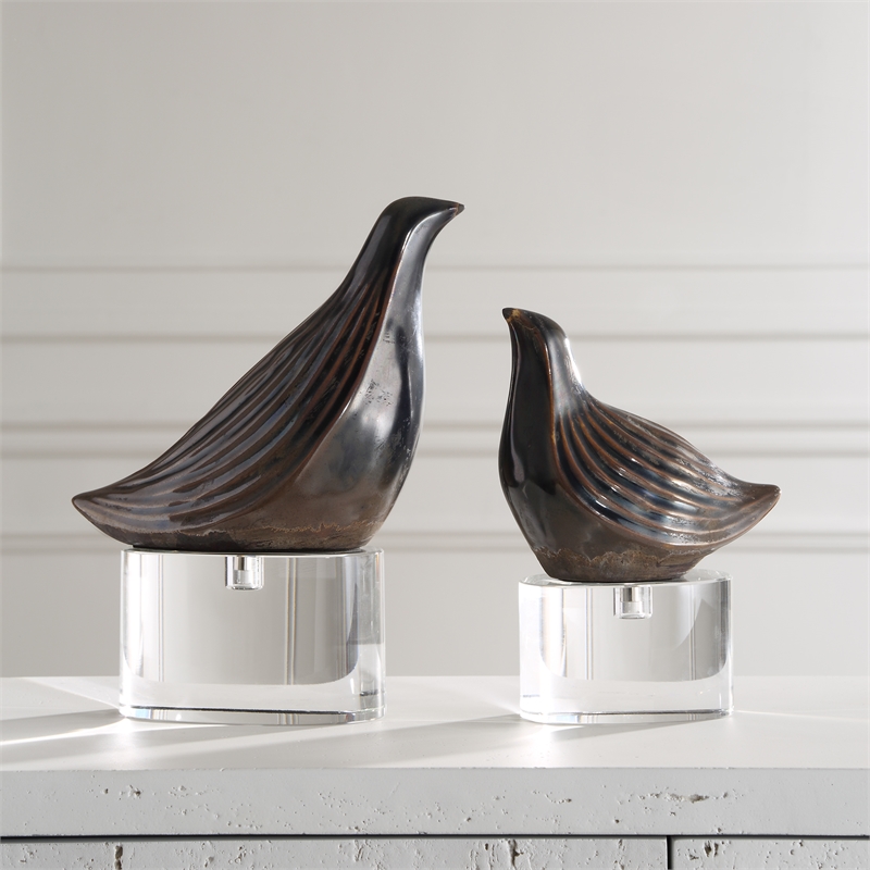 Uttermost Nesting Bird Gray Sculptures Set of 2