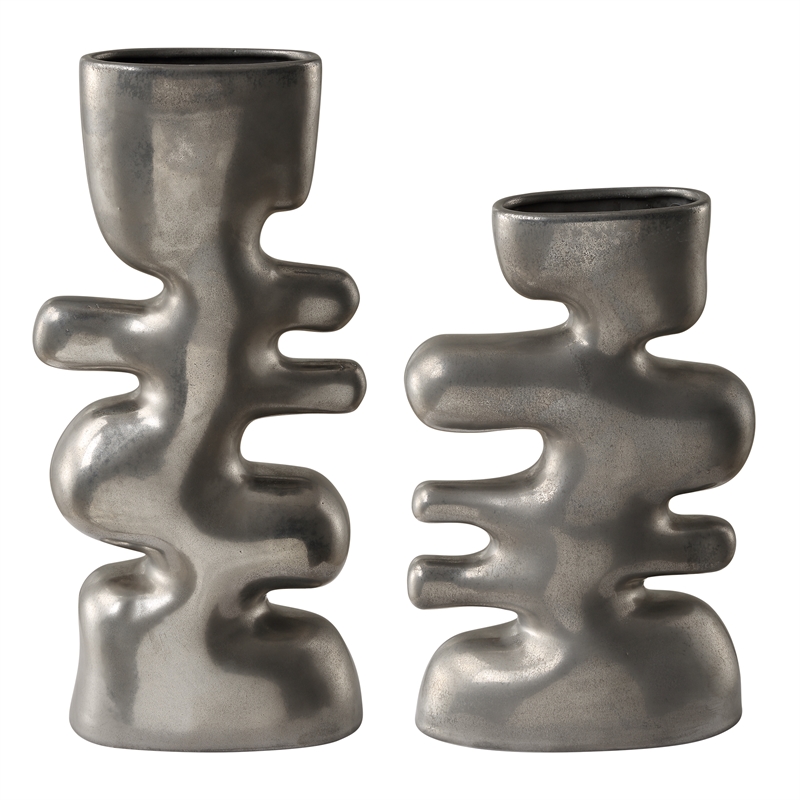 Uttermost Free Flowing Nickel Vases Set of 2