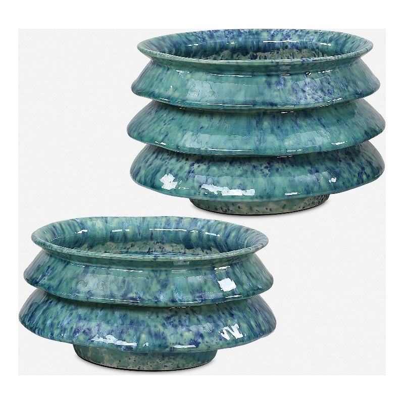 Uttermost ZigZag Blue Green Bowls Set of 2