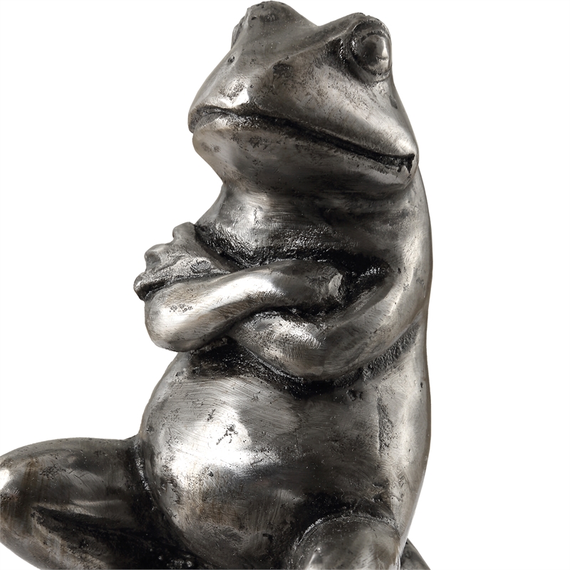 Uttermost Daydreaming Frogs Aged Silver Bookends Set of 2