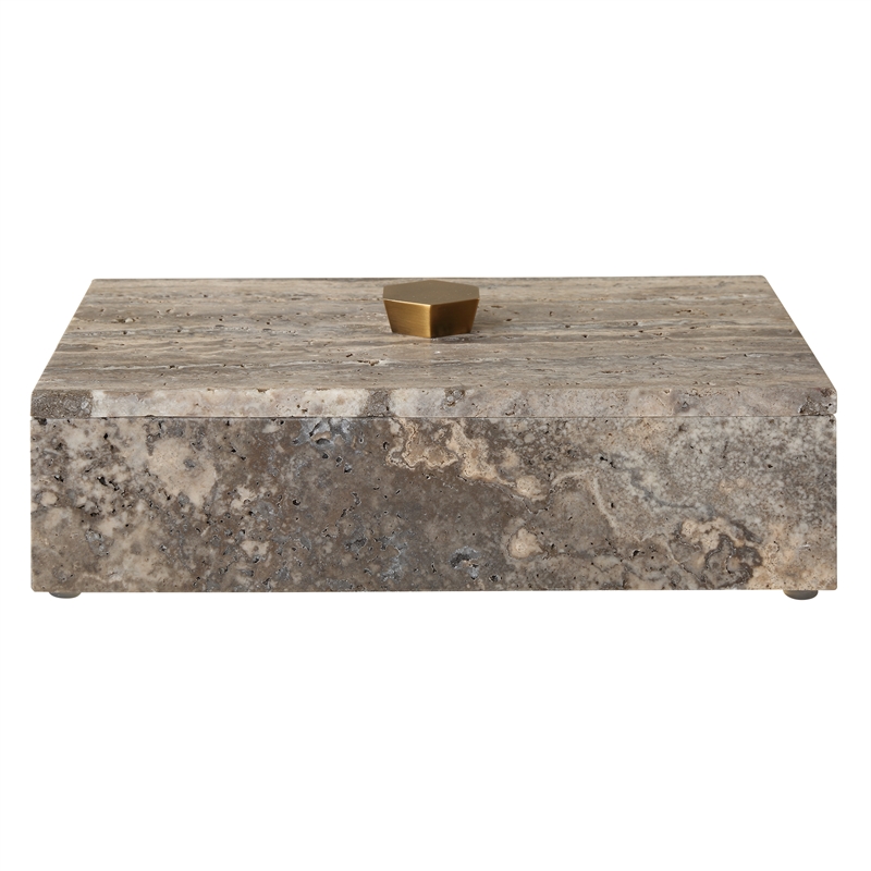 Uttermost Griseus Travertine Stone Box in Gray