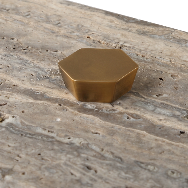 Uttermost Griseus Travertine Stone Box in Gray