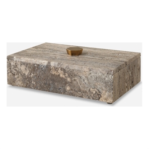 Uttermost Griseus Travertine Stone Box in Gray