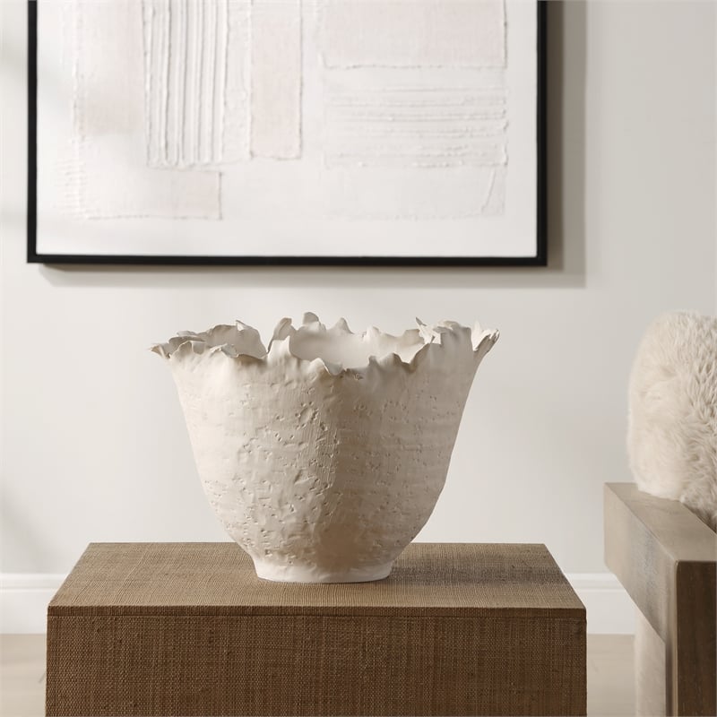 Uttermost Blossom Tall Off white Bowl