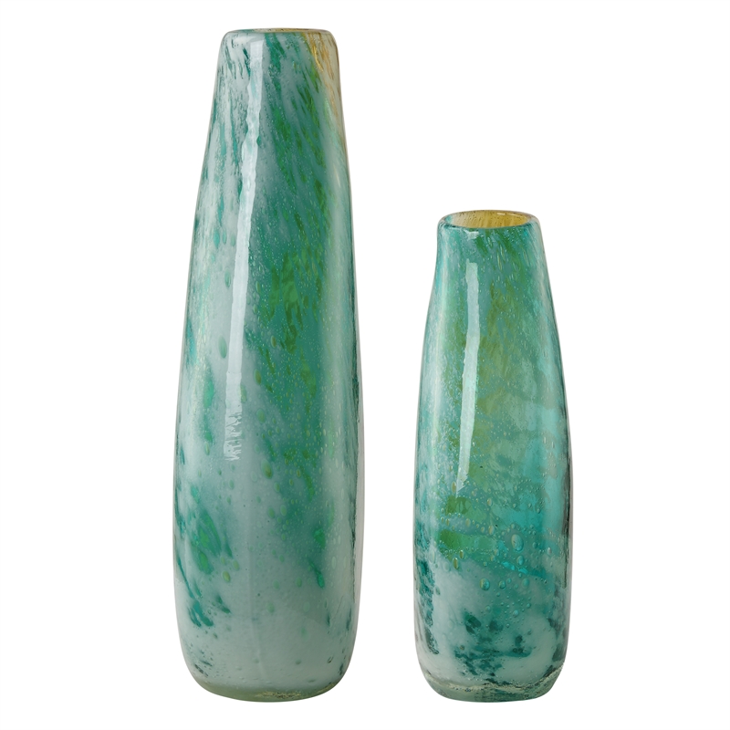 Uttermost High Tide Glass Vases in Teak (Set of 2)