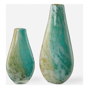 Uttermost High Tide Glass Vases in Teak (Set of 2)