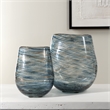 Uttermost Aurora Swirl Glass Vases in Blue (Set of 2)