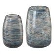 Uttermost Aurora Swirl Glass Vases in Blue (Set of 2)