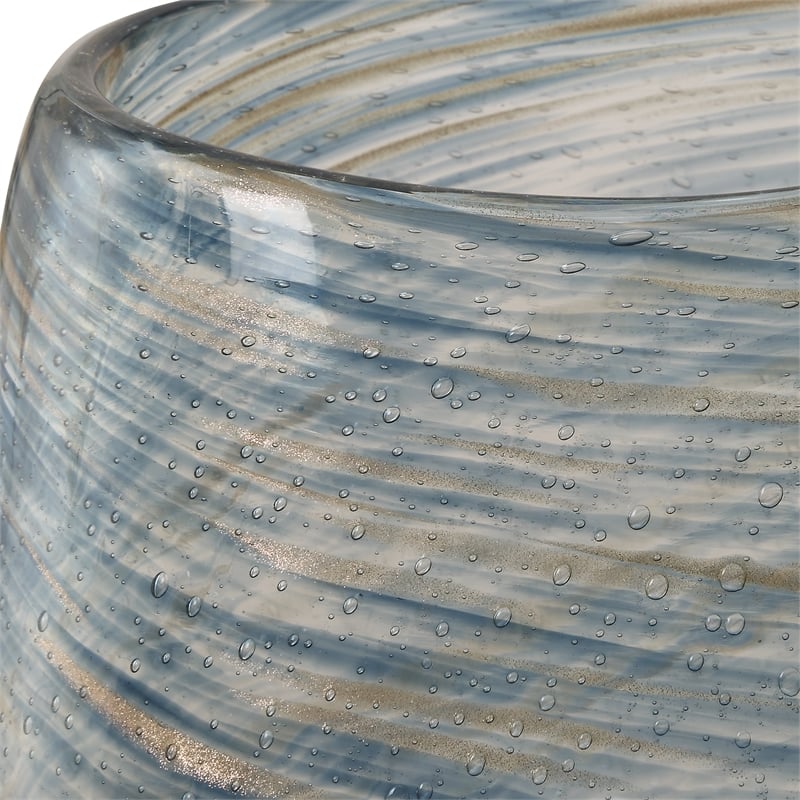 Uttermost Aurora Swirl Glass Vases in Blue (Set of 2)