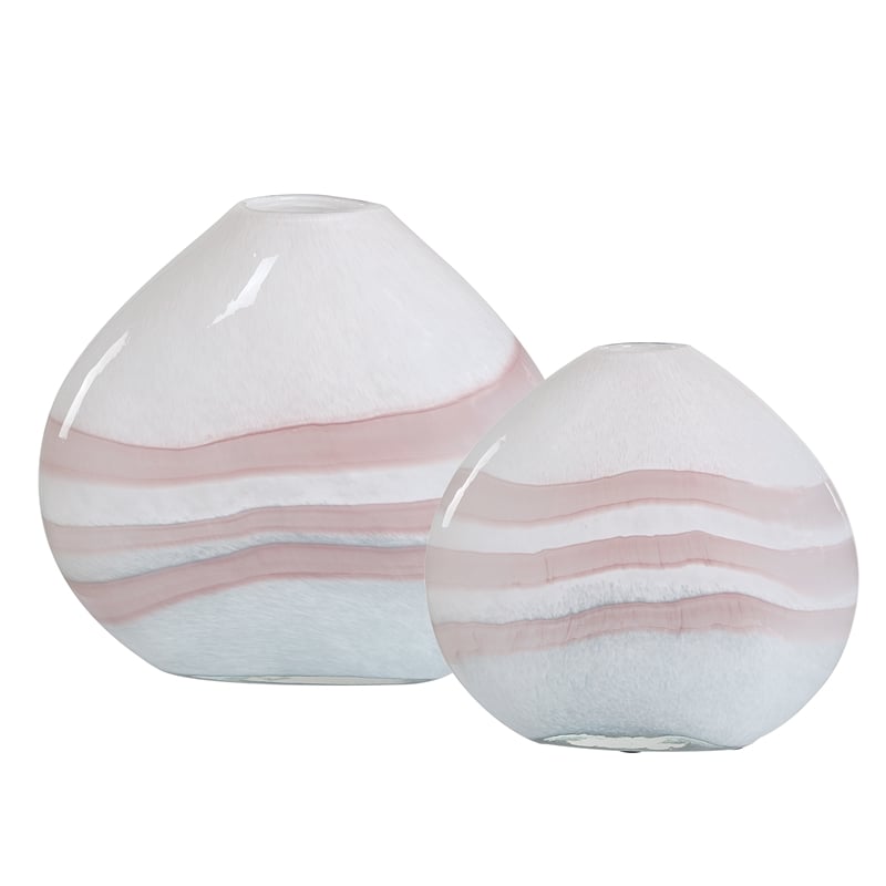 Uttermost Blush Swirl Glass Vases in White (Set of 2)