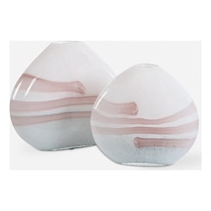 Uttermost Blush Swirl Glass Vases in White (Set of 2)