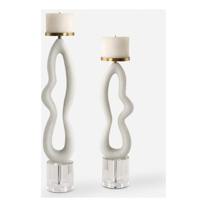 Uttermost Feamelo Ivory Stone Candleholders Set of 2