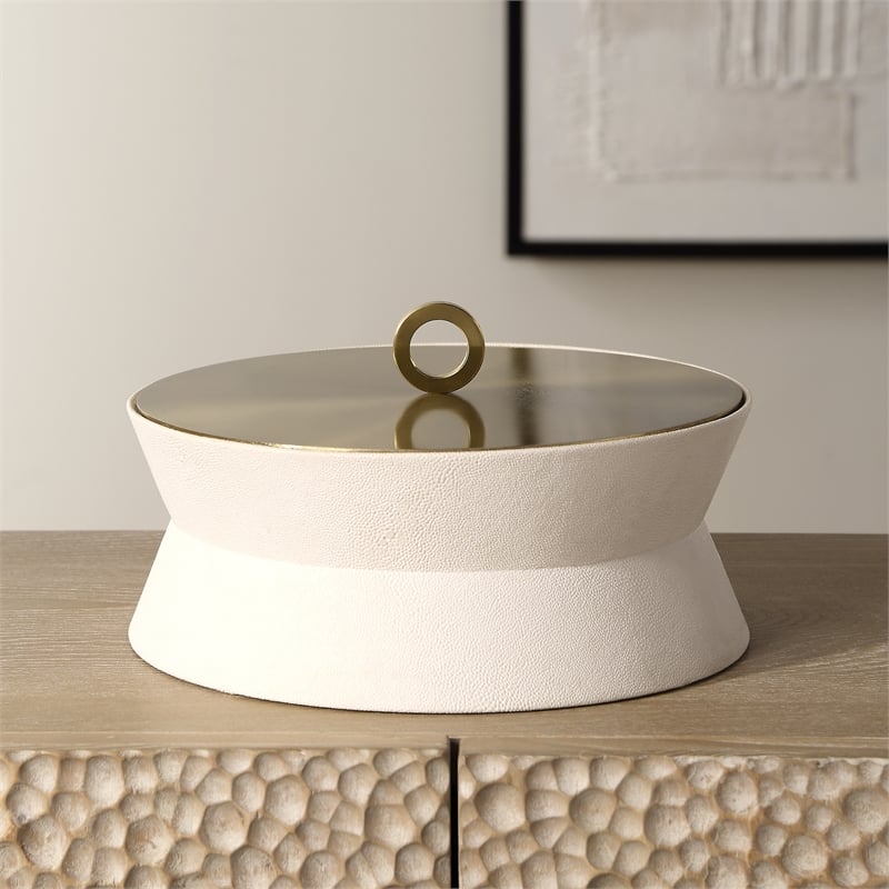 Uttermost Luxe White Shagreen Round Box