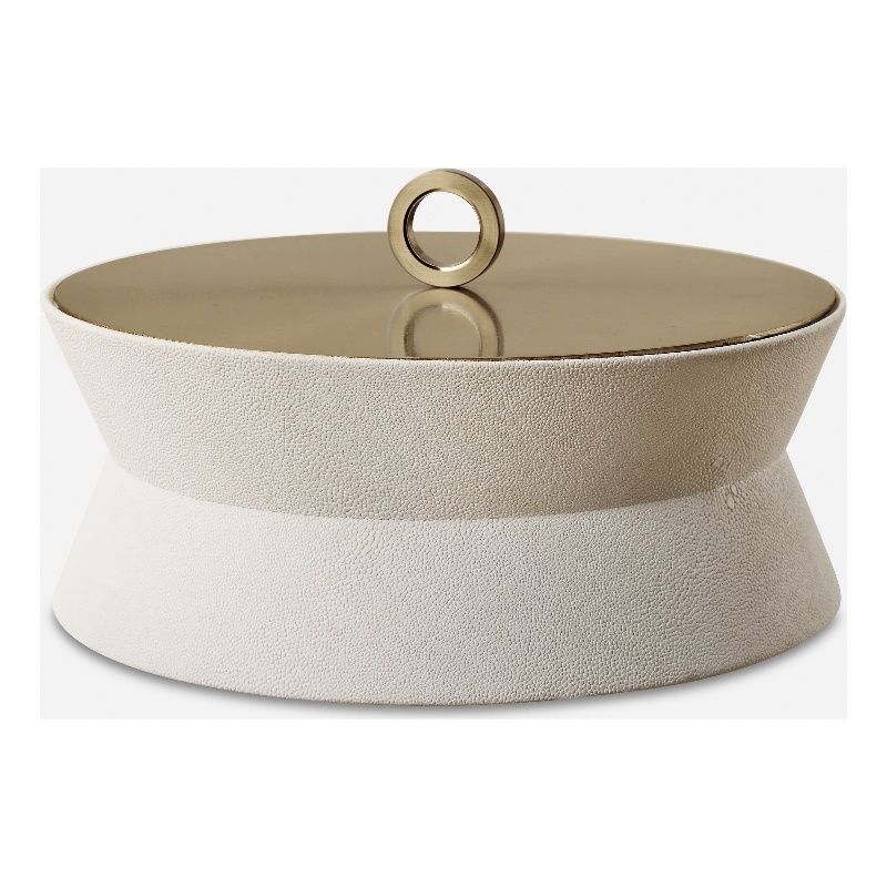 Uttermost Luxe White Shagreen Round Box