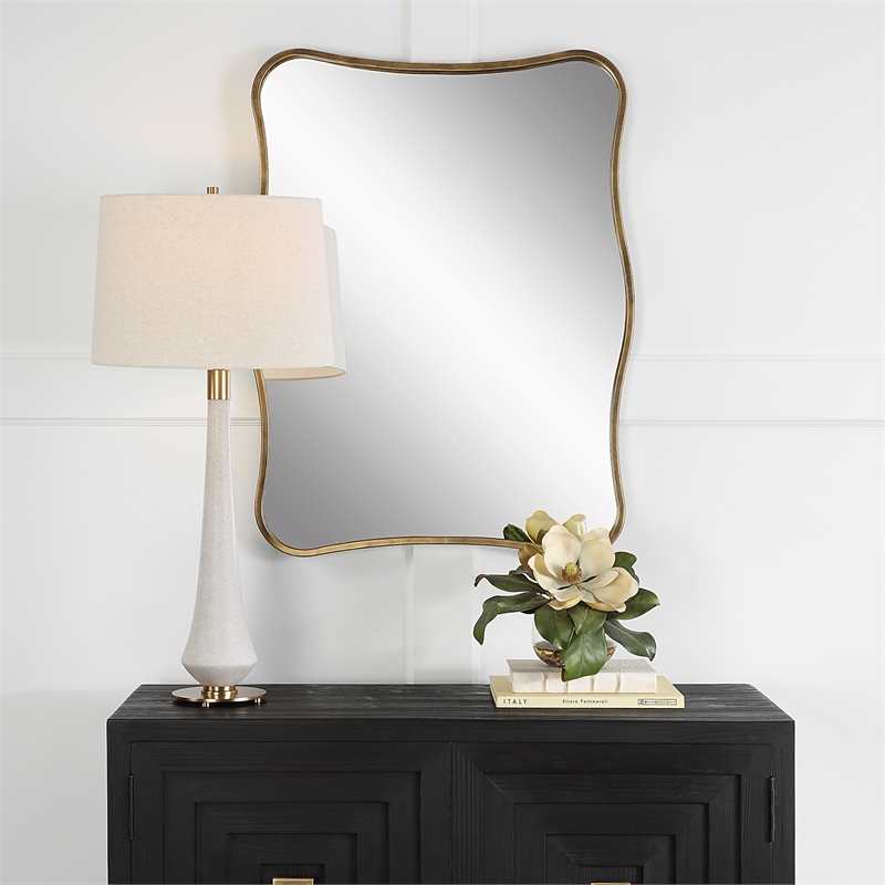 Uttermost Pavia Curvy Vanity Mirror in in Gold