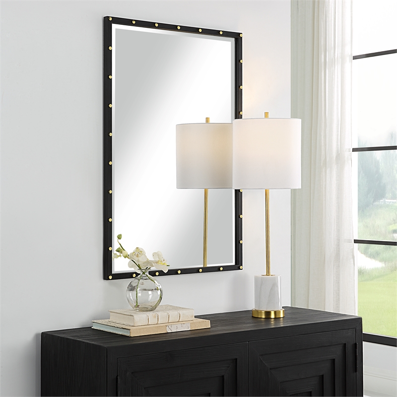 Uttermost Benedo Industrial Vanity Mirror in Matte Black