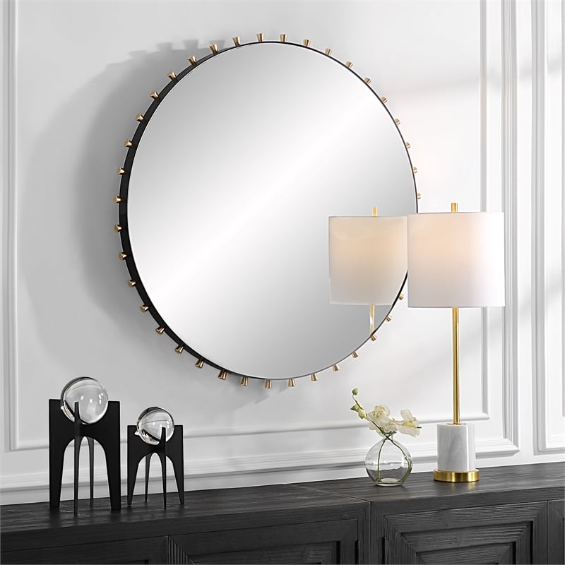 Uttermost Cosmopolitan Round Mirror in Matte Black
