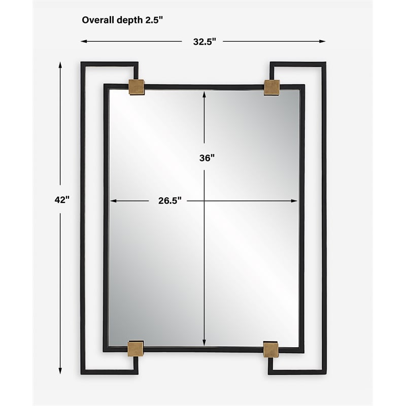 Uttermost Ivey Rectangle Industrial Mirror in Black