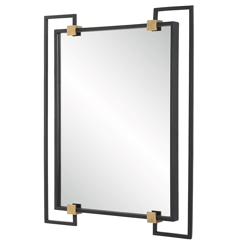 Uttermost Ivey Rectangle Industrial Mirror in Black