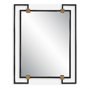 Uttermost Ivey Rectangle Industrial Mirror in Black