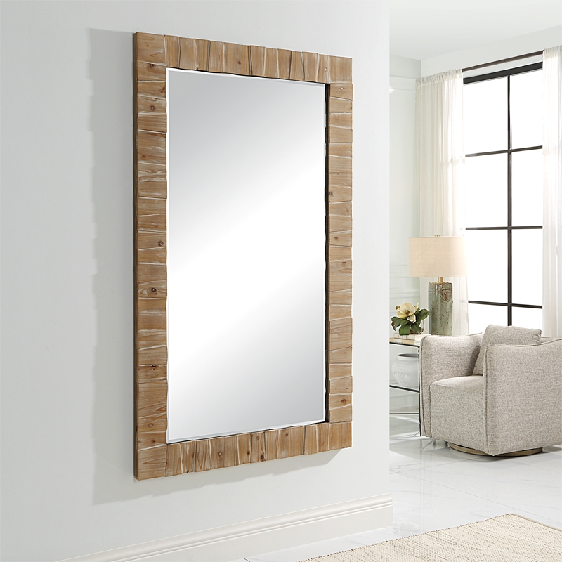 Uttermost Ayanna Gray Washed Wood Mirror in Brown