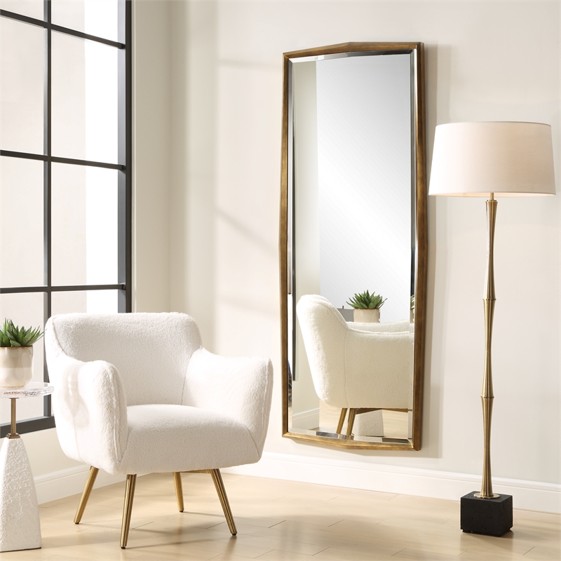 Uttermost On Point Wood Dressing Mirror in in Gold