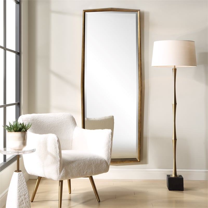 Uttermost On Point Wood Dressing Mirror in in Gold